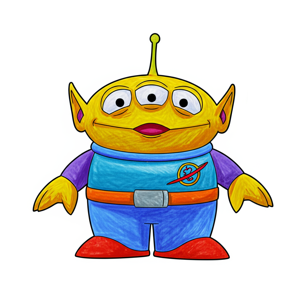 Toy Story Alien Fun Coloring Page - Colored Preview