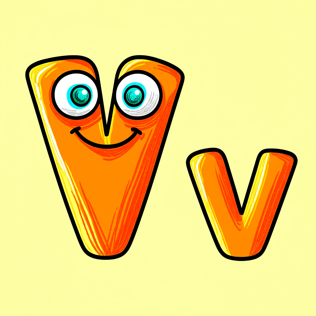 Vivacious Letter V Fun Coloring Page - Colored Preview
