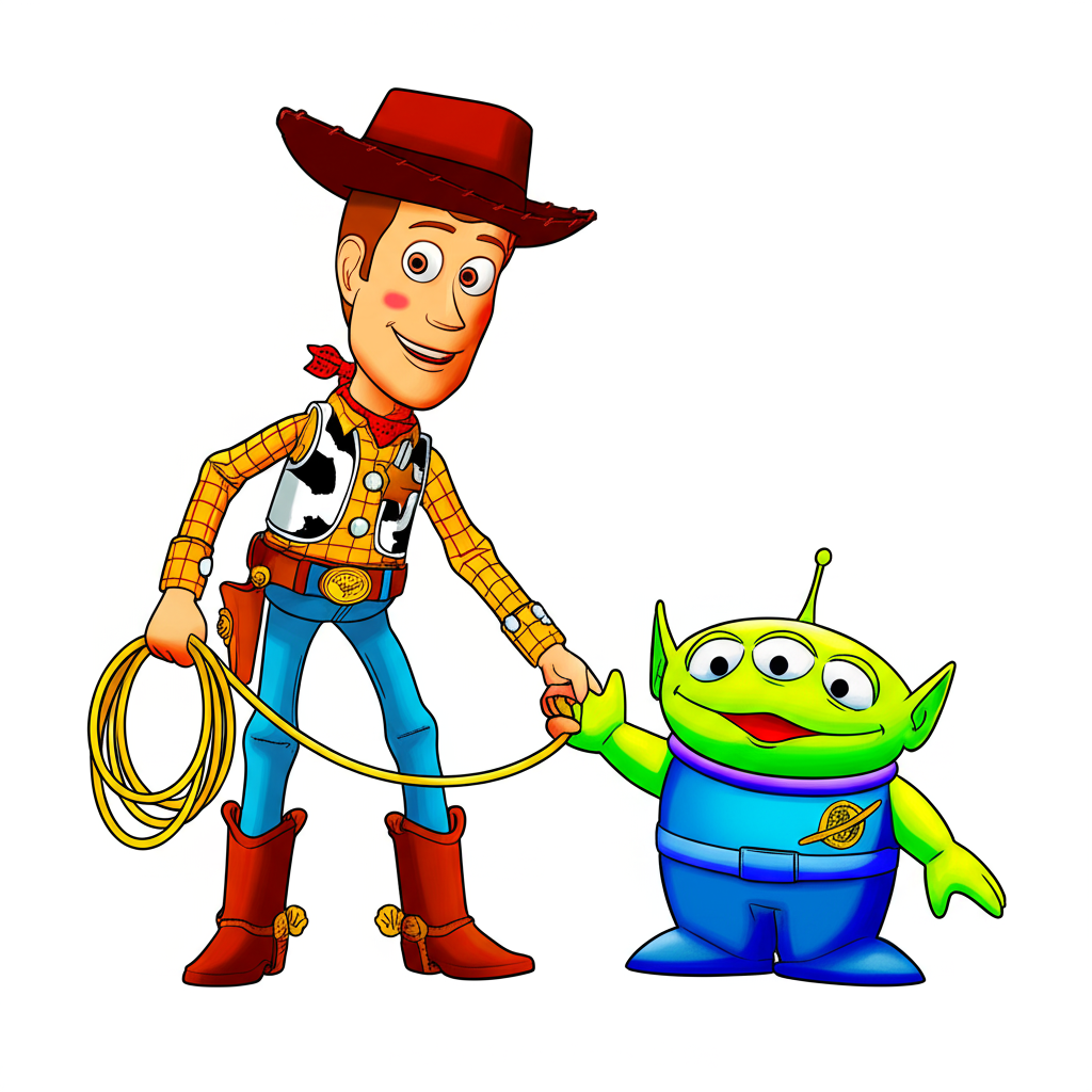 Woody and Alien Pals Coloring Page - Colored Preview